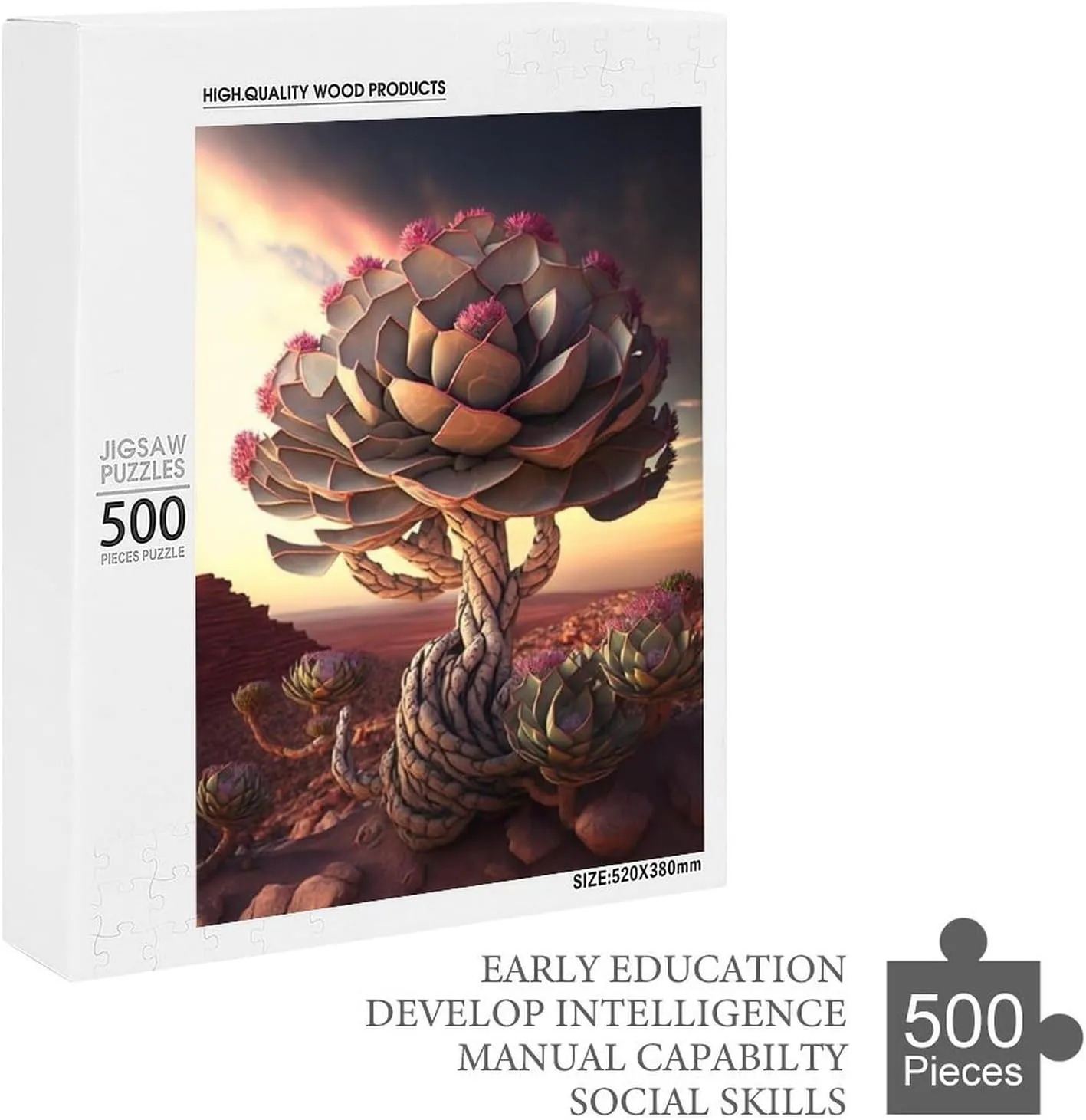 Puzzles for Adults 500 Pieces - Sunset Desert Rose Juicys Funny Challenging Abstract Art Puzzle Brain Teaser Activity