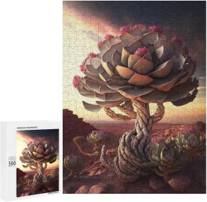 Puzzles for Adults 500 Pieces - Sunset Desert Rose Juicys Funny Challenging Abstract Art Puzzle Brain Teaser Activity