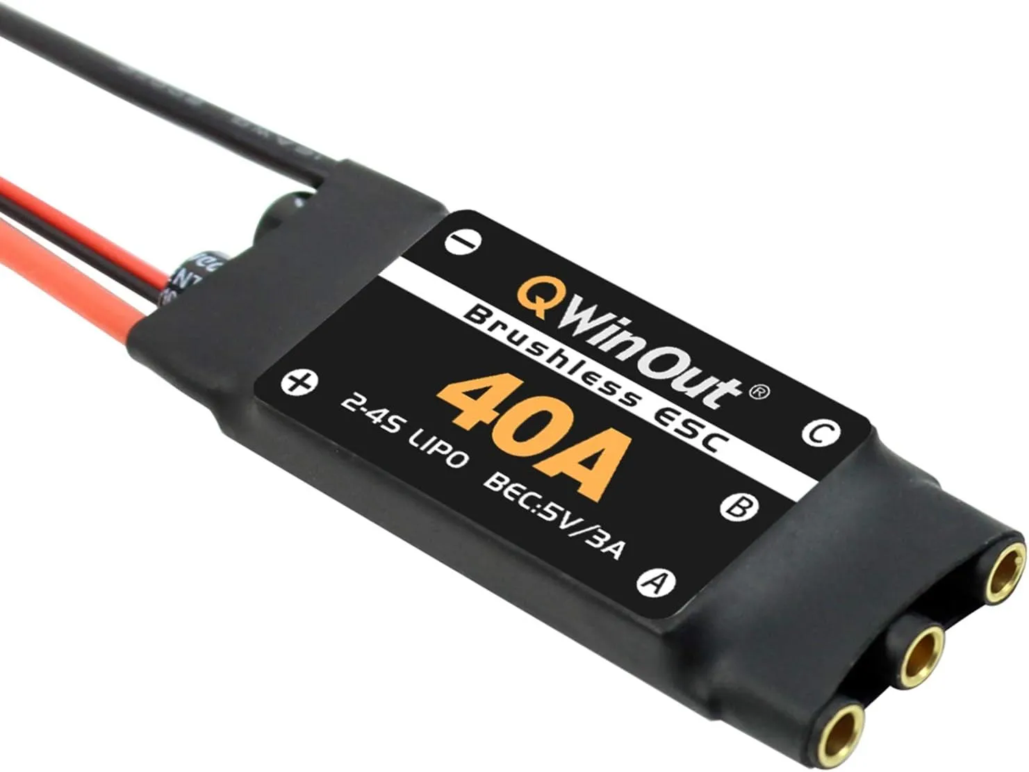 QWinOut 40A ESC 2-4S Brushless ESC Speed Controller 5V/3A BEC for F450 450mm S500 ZD550 RC Helicopter Quadcopter DIY Drone Kit (6 Pcs,Short Cable)