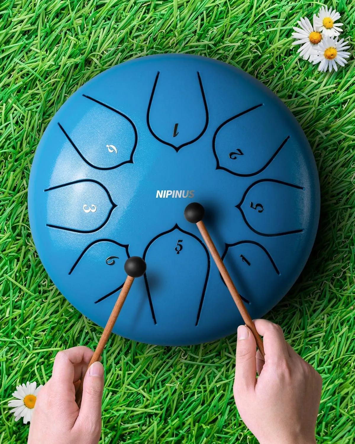Rain Drum for Outside,Steel Tongue Drum - 6 Inch 8 Notes Metal HandPan Drums,Waterproof Rain Chime,Musical Gifts