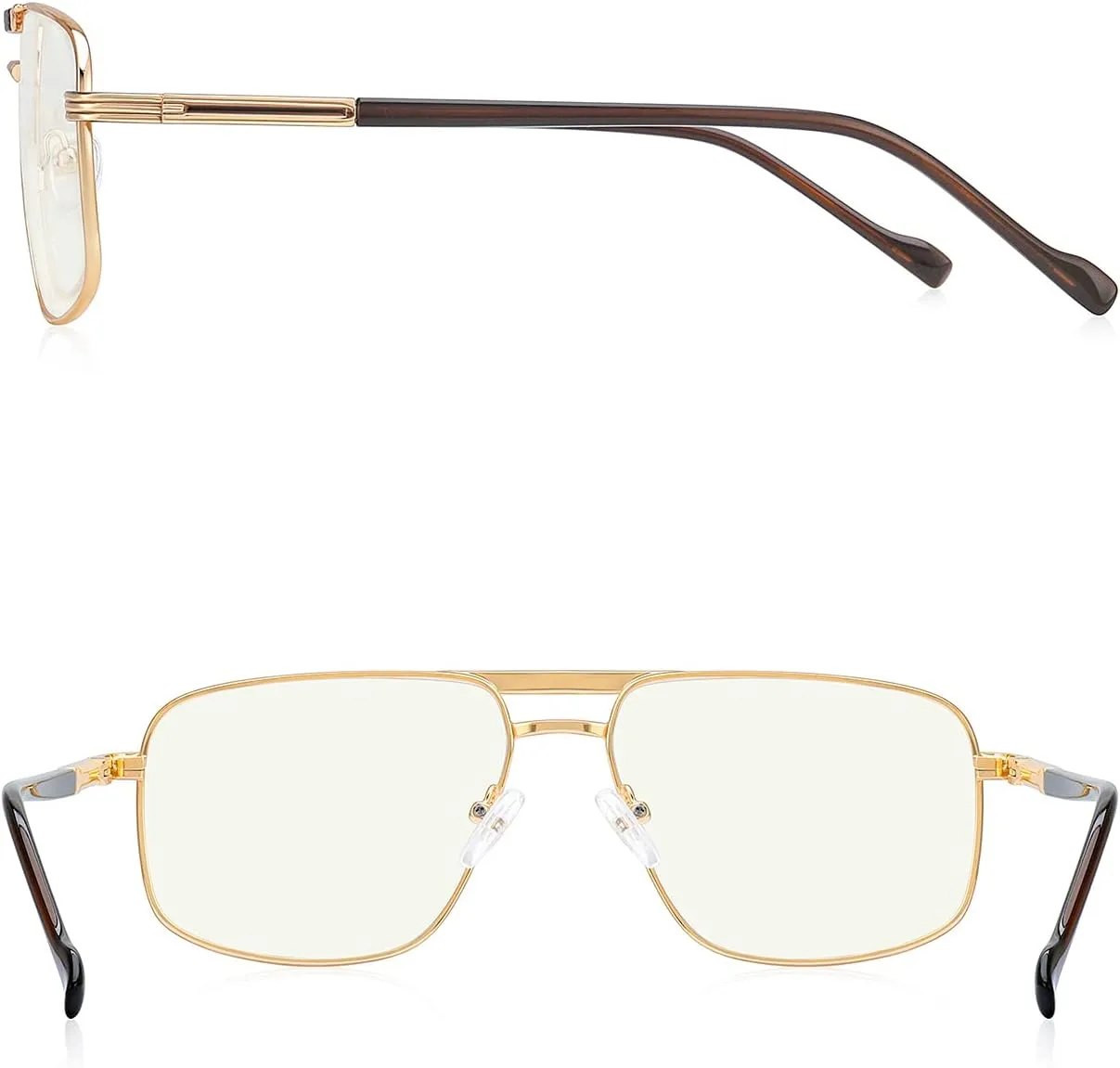 Reading Glasses for Men Square Double Bridge Blue Light Blocking Computer Readers