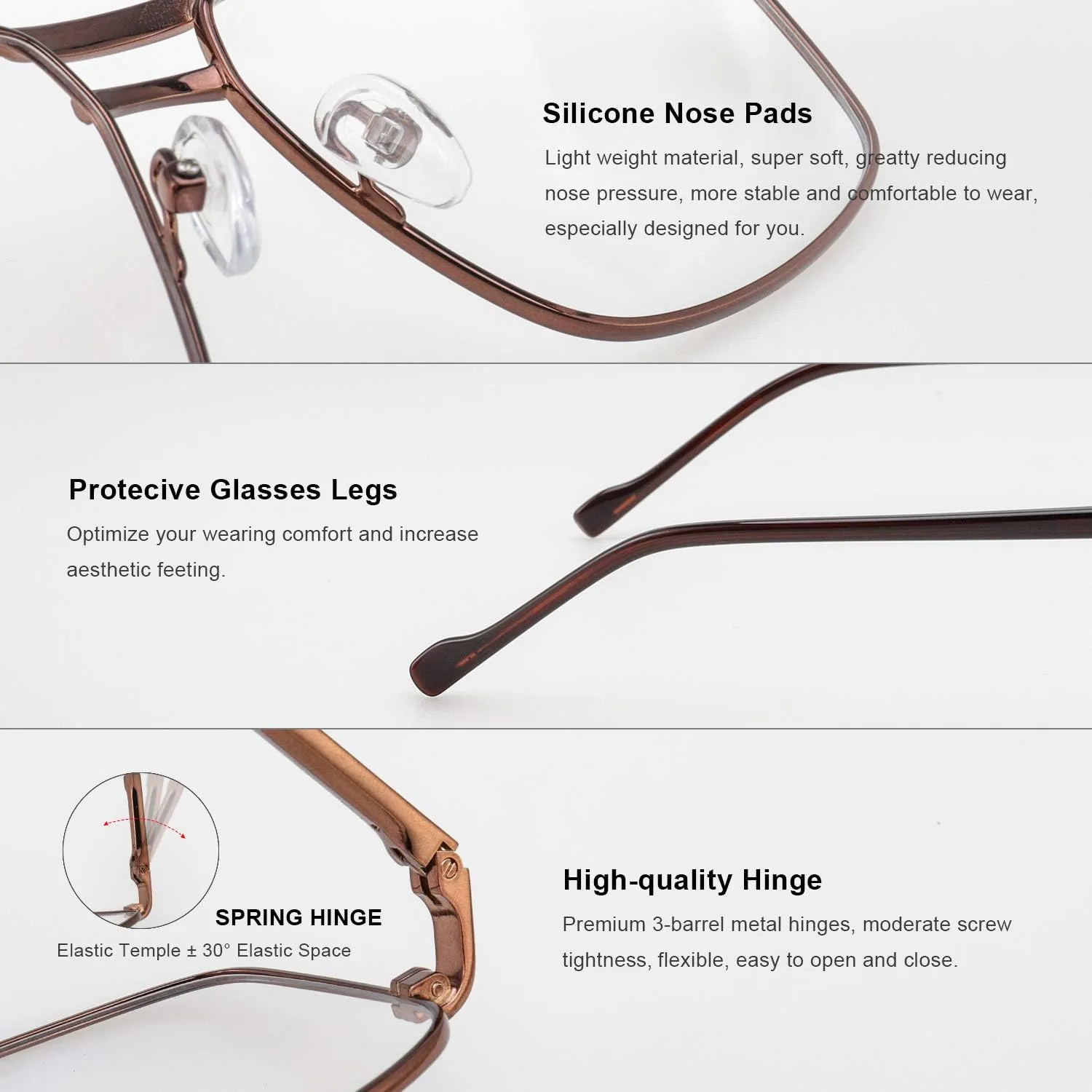 Reading Glasses for Men Square Double Bridge Blue Light Blocking Computer Readers