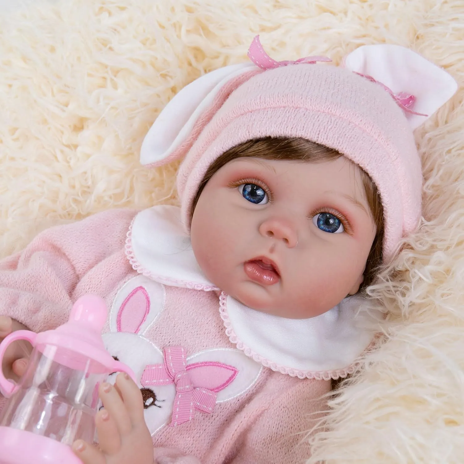 Reborn Baby Doll - 22 Inch Realistic Reborn Girl Doll,Soft Skin Newborn Baby Doll, Lifelike Reborn Dolls with Feeding Toy, Christmas Birthday Gift for Kids Age 3 