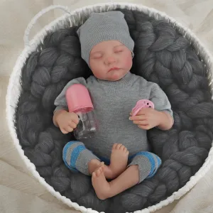 Reborn Baby Dolls 18" Realistic Bebe Doll Real Life Like Sleeping Baby Doll for Girls Boys with a Bear Toy Reales Muñecas para Niñas with Birth Certificate & Feeding Kit Toys for Kids Age 3 