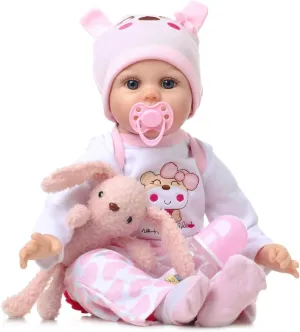 Reborn Baby Dolls Girl - 22 Inch Realistic Silicone Baby Doll, Real Life Bebe Dolls Lifelike Handmade Soft Vinyl & Cloth Body with Feeding Kit & Toys Gifts for Kids 3  (Lucia)