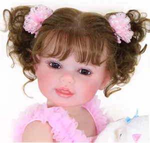 Reborn Toddler Girl Doll -22 inch Happy Dance with 3D Painted Skin Visible Veins and Soft Full Vinyl with Rooted Hair with Plush Little Bunny