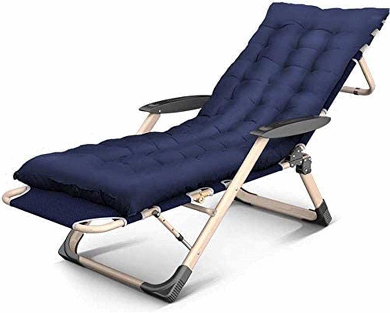 Recliner Camping Chairs Garden Loungers Folding Chair Leisure Chair Folding Chair Recliner Bed Home Balcony Garden Lounge Chair Outdoor Beach Bath Sun Lounger (Blue Cotto