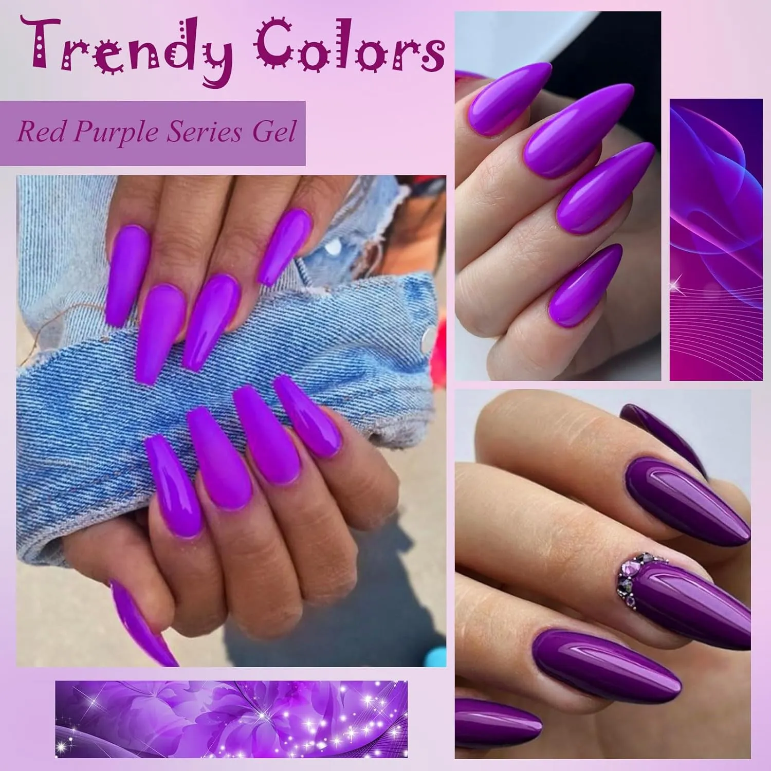 Red Gel Nail Polish Set 20 Colors Bloody Mary Collection Popular Shimmer Red Purple Gel Polish Kit Christmas Nail Art Design Soak Off Uv LED Gel Nail Kit Minicure DIY Home Gifts for Mom