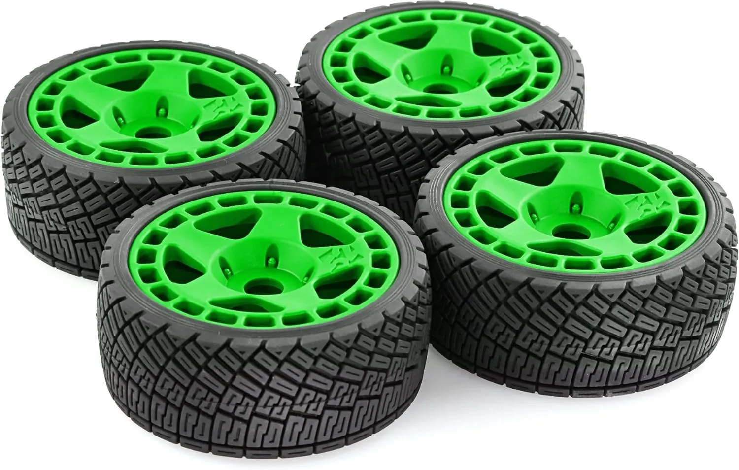 REDSPIDER•1/8 RC Rally Car Tires On Road Tyres 17mm Hex Plastic Wheels Rims Compatible with 1/7 1/8 Scale Racing Car KM WRC C3 ARRMA Felony Infraction Limitless RC On-Road Car (Green)