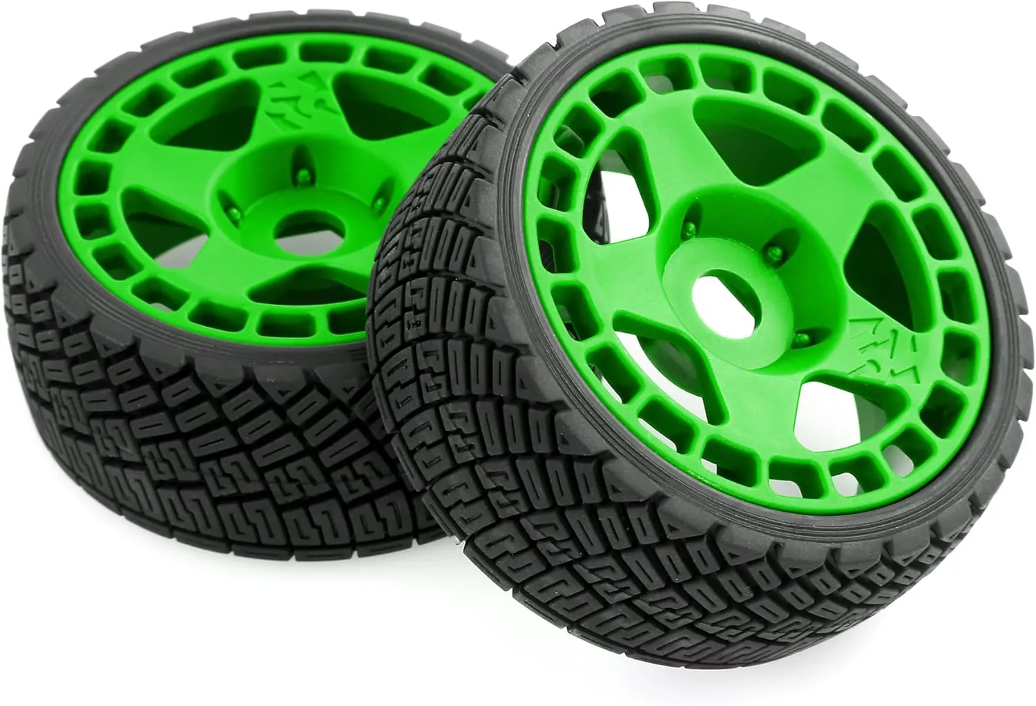 REDSPIDER•1/8 RC Rally Car Tires On Road Tyres 17mm Hex Plastic Wheels Rims Compatible with 1/7 1/8 Scale Racing Car KM WRC C3 ARRMA Felony Infraction Limitless RC On-Road Car (Green)