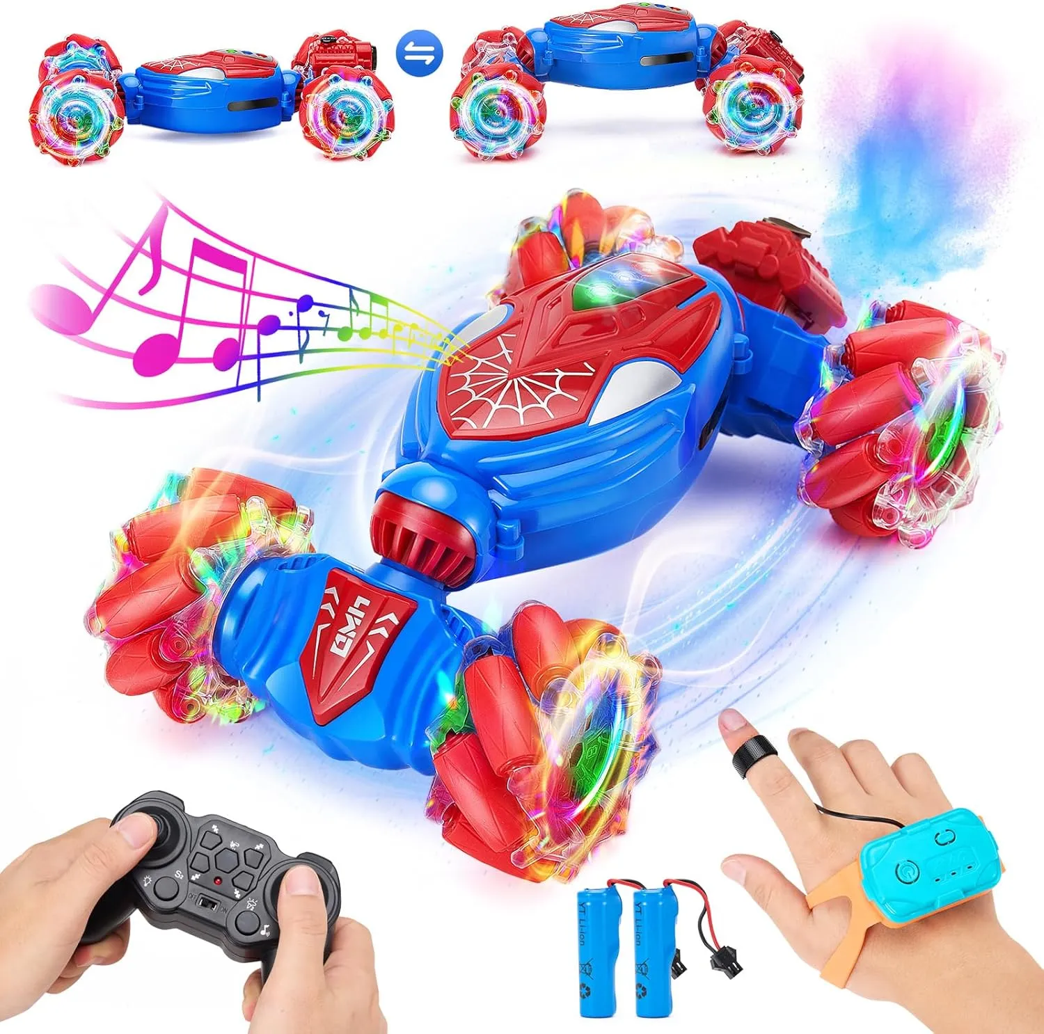 Remote Control Car, Gesture Sensing RC Stunt Car Toys，Boys Aged 6-12 Birthday Gift Ideas foy for Kids, Hand-Controlled 2.4Ghz Remote Control Twist Cars, 4WD All-Terrain Off-Road Vehicle