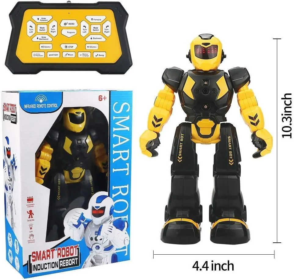 Remote Control RC Robot Toy for Kids,Intellectual Gesture Sensor Programmable Robots with Infrared Controller, Rechargeable,Early Education Toys,Speak,Dance,Sing,Walk,Slide Robot Kits