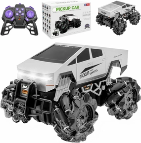 Remote Control Car, 4WD Off-Road Pick-up Truck 2.4GHz Vehicles All Terrain, 1:16 Toy RC Cars with Dual Motors, LED Headlight, Music, Gifts for Kids Age 8-12