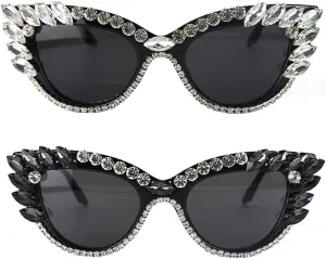 Retro Cateye Sunglasses for Women UV400 Protection Cat Eye bling rhinestone Sun Glasses