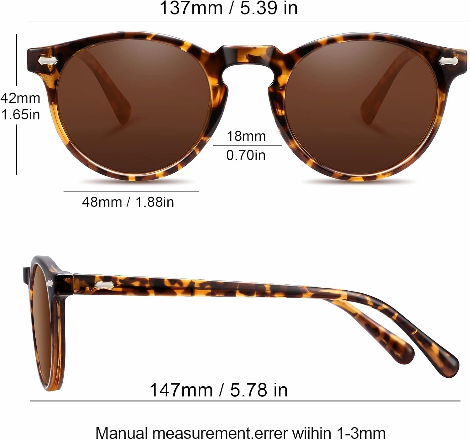 Retro Small Round Polarized Sunglasses for Women Vintage Style Circle Sun Glasses UV Protection