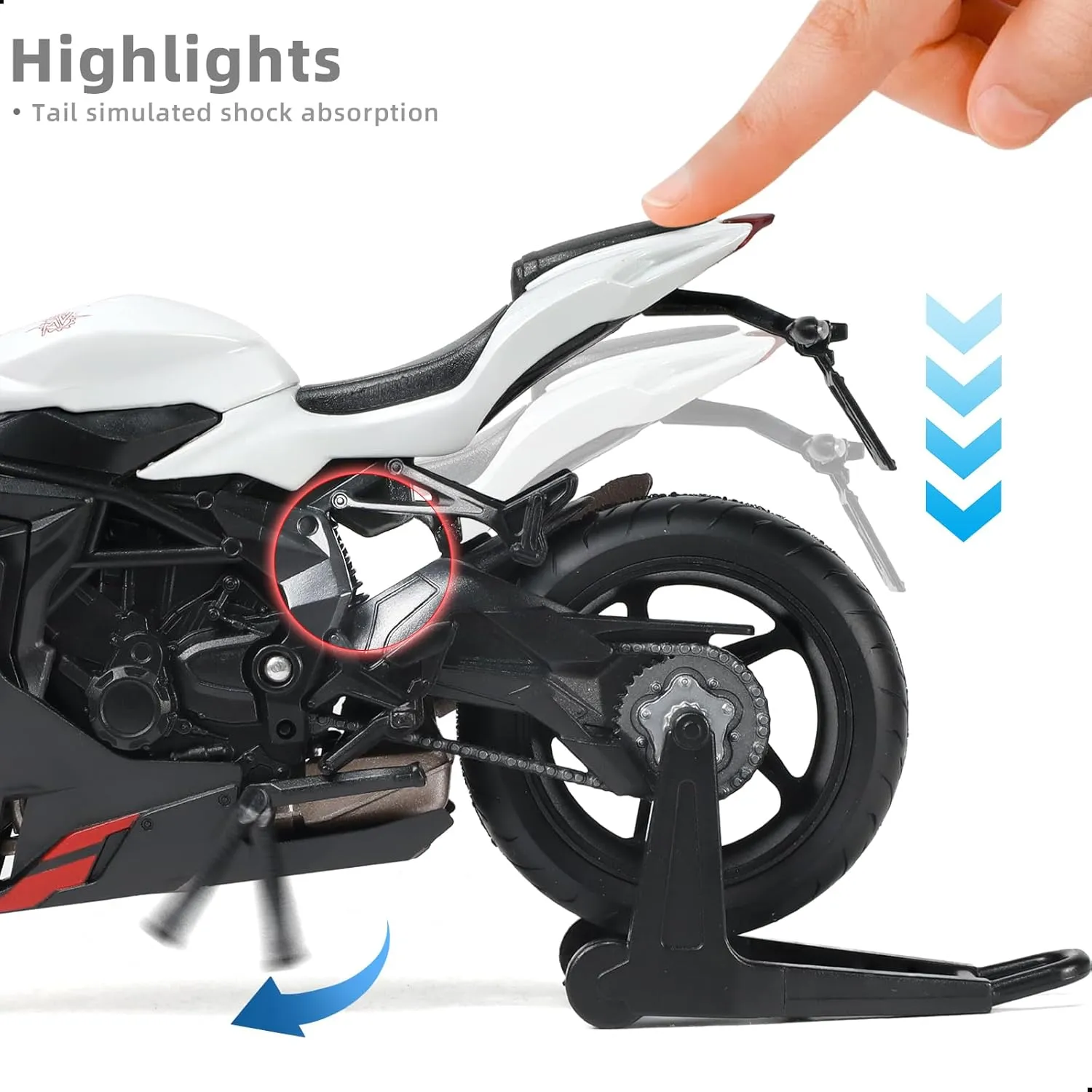 Risopen 1/12 Motorcycle Model Toy for MV Agusta F3 RR Alloy Die-cast Motorcycle Model for Welly No Assembly Required Mini Racing Moto Collection Gift for Adult （White）