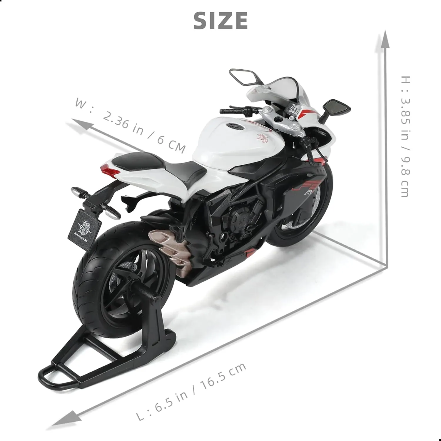 Risopen 1/12 Motorcycle Model Toy for MV Agusta F3 RR Alloy Die-cast Motorcycle Model for Welly No Assembly Required Mini Racing Moto Collection Gift for Adult （White）