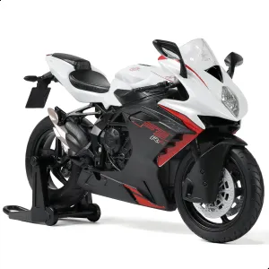 Risopen 1/12 Motorcycle Model Toy for MV Agusta F3 RR Alloy Die-cast Motorcycle Model for Welly No Assembly Required Mini Racing Moto Collection Gift for Adult （White）