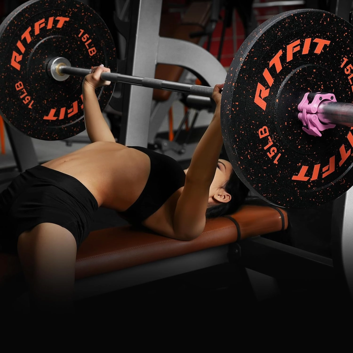 RitFit Bumper Plates, Colored Fleck-Rubber Weight Plates with Steel Insert, 2-inch Olympic Weight Plates for Weight Lifting and Strength Training (Single, Pair & Set)