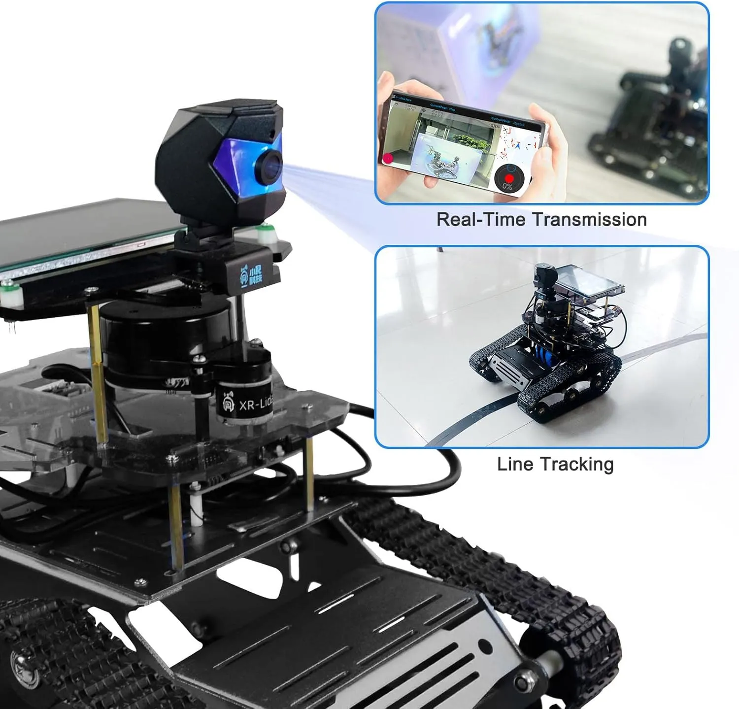 Robot Kit for Jetson Nano ROS Programming Tank Car with SLAM Lidar Mapping Navigation,Video Transmission,7in Touchscreen,Electronics Educational Toy for Adults Teenagers(Included Nano 4GB)