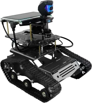 Robot Kit for Jetson Nano ROS Programming Tank Car with SLAM Lidar Mapping Navigation,Video Transmission,7in Touchscreen,Electronics Educational Toy for Adults Teenagers(Included Nano 4GB)