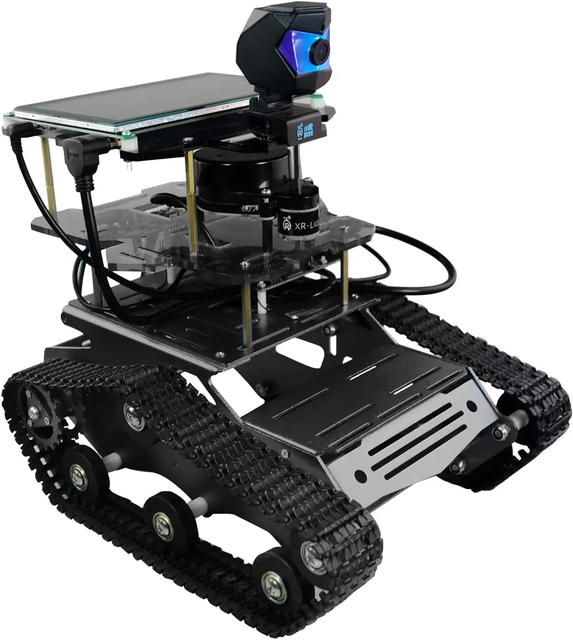 Robot Kit for Jetson Nano ROS Programming Tank Car with SLAM Lidar Mapping Navigation,Video Transmission,7in Touchscreen,Electronics Educational Toy for Adults Teenagers(Included Nano 4GB)