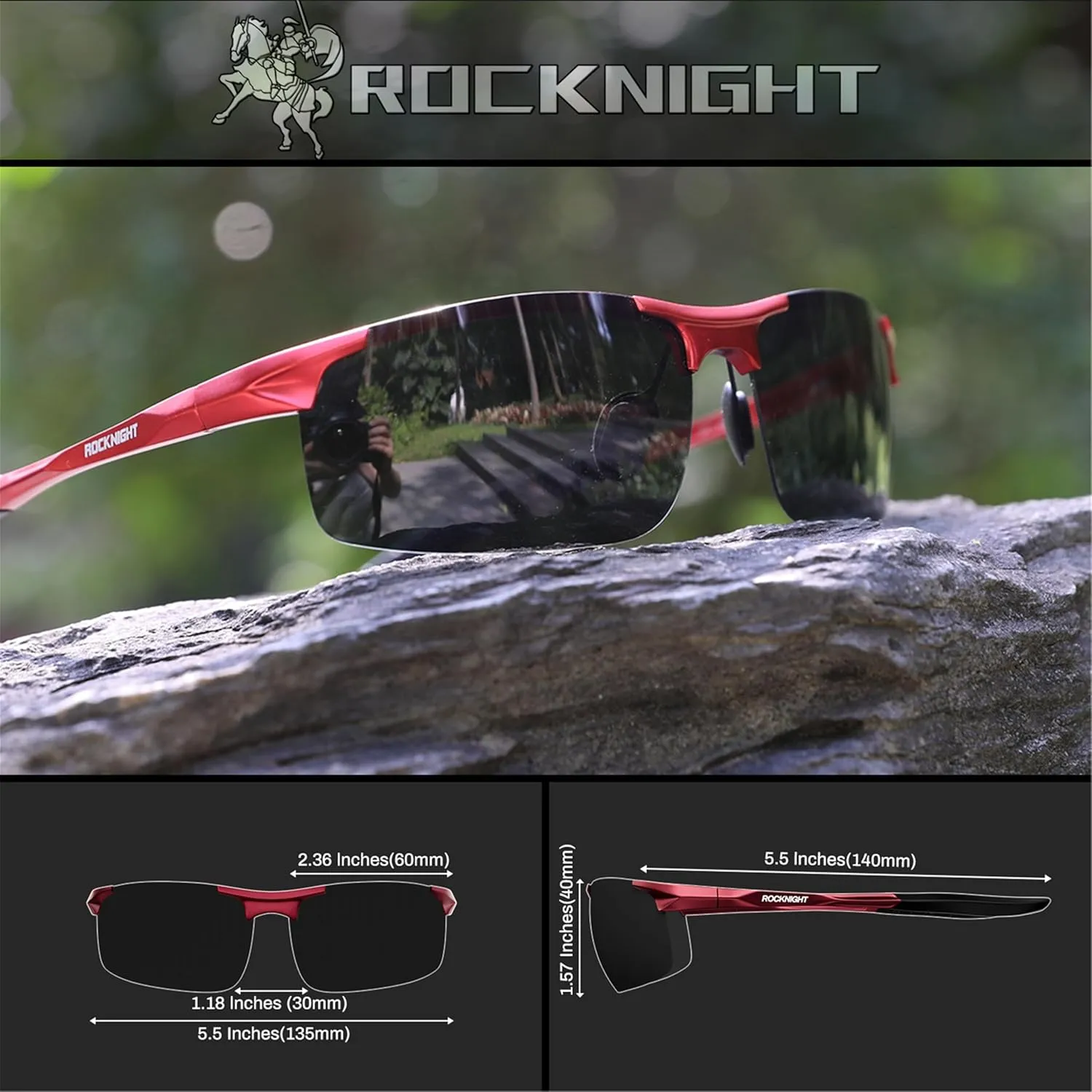ROCKNIGHT Driving HD Polarized UV400 Protection Ultra light Al-Mg Golf Fishing Outdoor Sunglasses