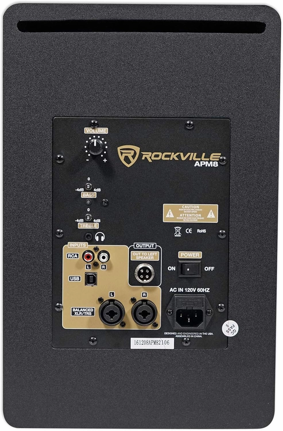 Rockville APM8B Powered USB Studio Monitor Speaker Pair in Black, 8", 2-Way, 500W, EQ, MDF Wood, RCA/XLR, Perfect for Studios, Recording, Music