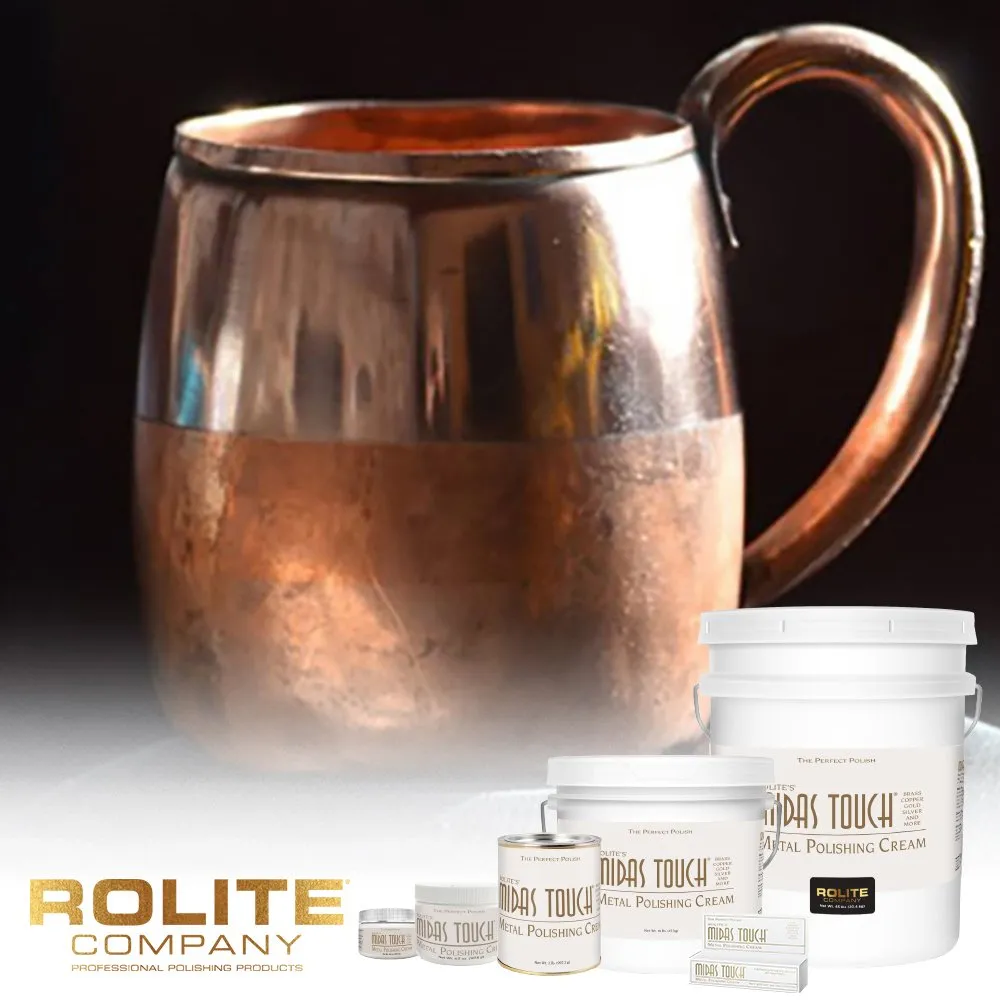 Rolite - MTMPC45z Midas Touch Metal Polishing Cream - Cleaner and Polishing Rouge for Sterling Silver, Gold, Brass, Chrome, Copper, and Other Metals, Non-Toxic Formula, 4.5 Ounces, 1 Pack