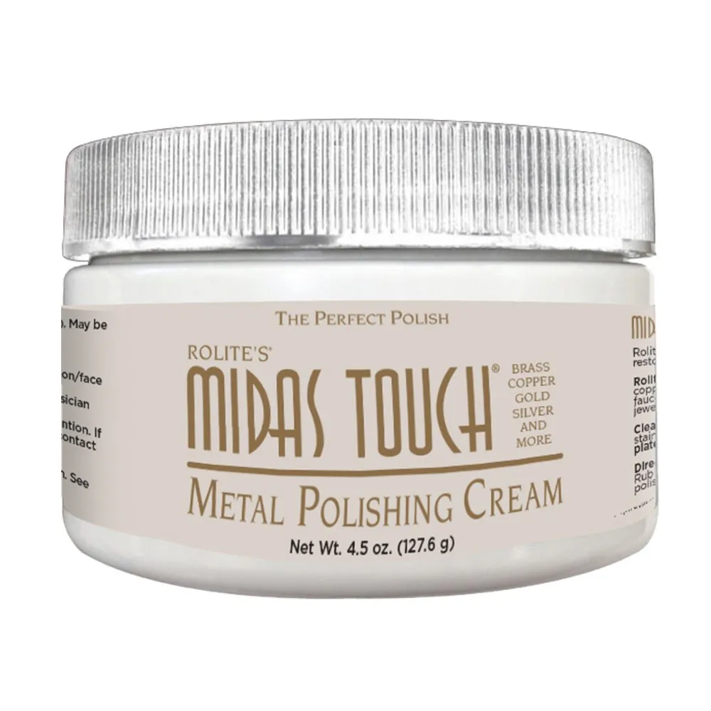 Rolite - MTMPC45z Midas Touch Metal Polishing Cream - Cleaner and Polishing Rouge for Sterling Silver, Gold, Brass, Chrome, Copper, and Other Metals, Non-Toxic Formula, 4.5 Ounces, 1 Pack