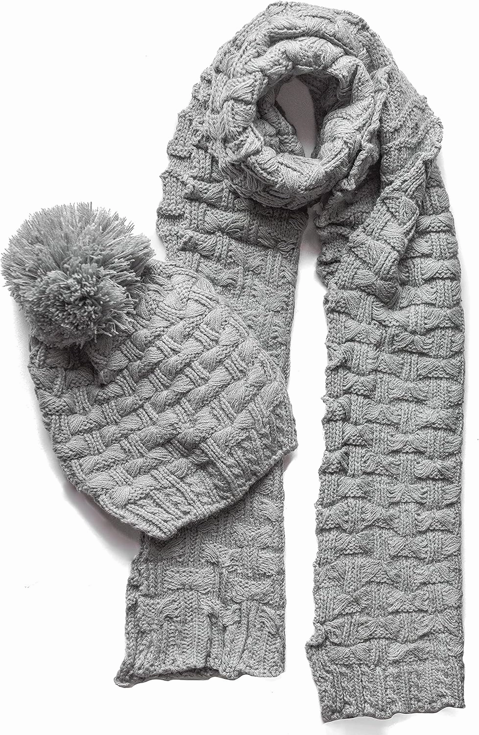 Roll Up Women Girls Cute Fashion Winter Cozy Warm Knitted Beanie Skullies Hat Ski Cap & Scarf Scarves Set