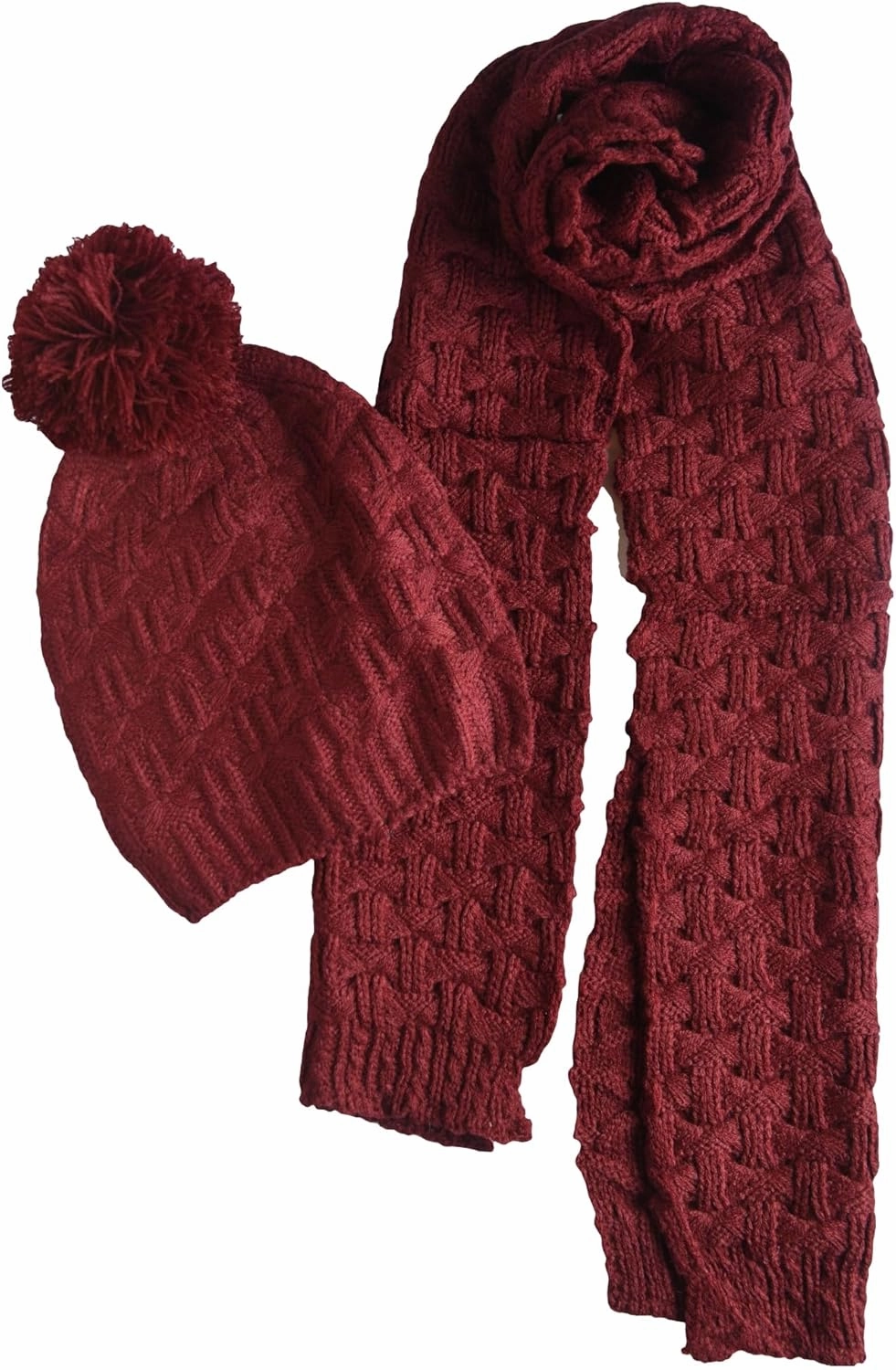 Roll Up Women's Girls Winter Warm Cozy Fashion Knitted Hat Beanie cap Scarf Scarves Seasonal Gift Set