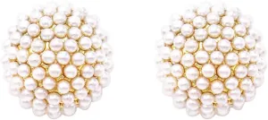 Rosemarie & Jubalee Women's Timeless Classic Simulated Pave Pearl Cluster Hypoallergenic Stud Earrings, 0.35"
