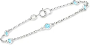 Ross-Simons 0.80 ct. t.w. Bezel-Set Swiss Blue Topaz Station Bracelet in Sterling Silver