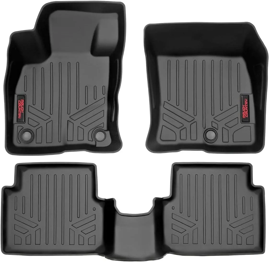 Rough Country All Weather Floor Mats Set for Ford Maverick 2.0L EcoBoost (2022-2025) - Waterproof Flexible Floor Mats, Front & Back Set