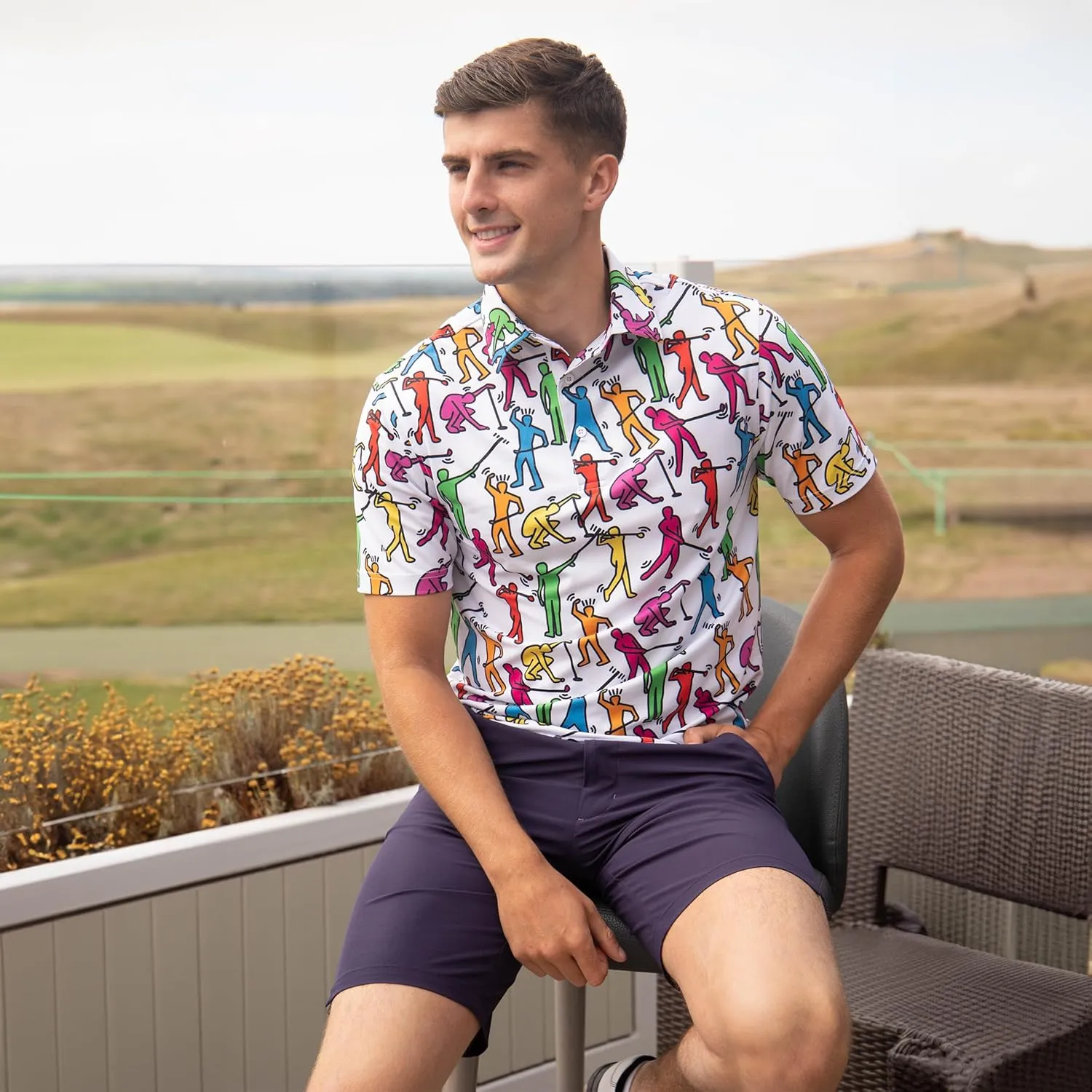 Royal & Awesome Golf Shirts for Men, Golf Polos for Men, Crazy and Funny Shirts for Men's, Bright, Colorful Design