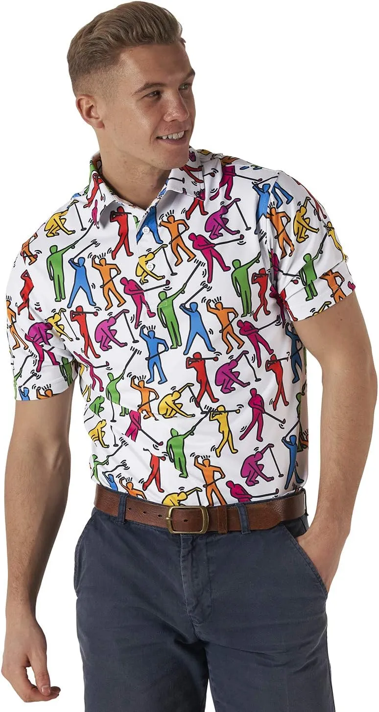 Royal & Awesome Golf Shirts for Men, Golf Polos for Men, Crazy and Funny Shirts for Men's, Bright, Colorful Design