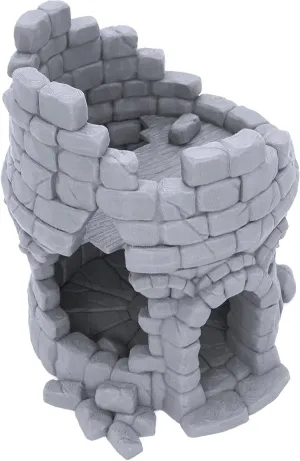 Ruined Town Tower by Makers Anvil, 3D Printed Tabletop RPG Scenery and Wargame Terrain for 28mm Miniatures