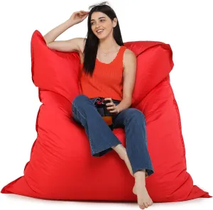 SATTVA 5ft All Weather Water Resistant Giant Bed Bean Bag for Adults - Big Bean Bag Covers Only (No Filling), Love Sack Bean Bag Oversized, Washable Ultra Soft Zipper, for Dorm & Family Room Red Color