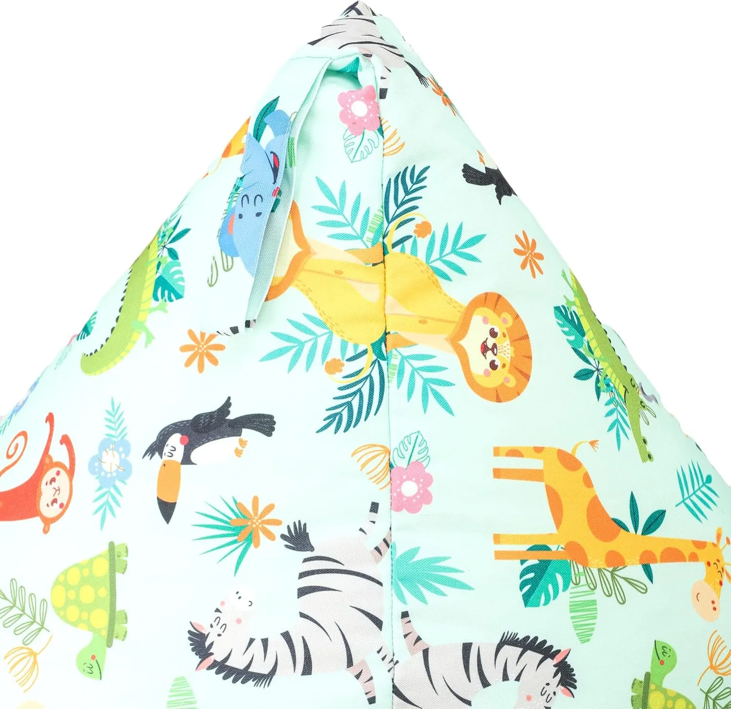 SATTVA Kids Triangle Canvas Bean Bag Cover (No Filling) Organize Stuffed Animal Storage, Beans, Toys Ultra Soft Zipper Bean Bag Chairs for Teens & Adults_Animal Print