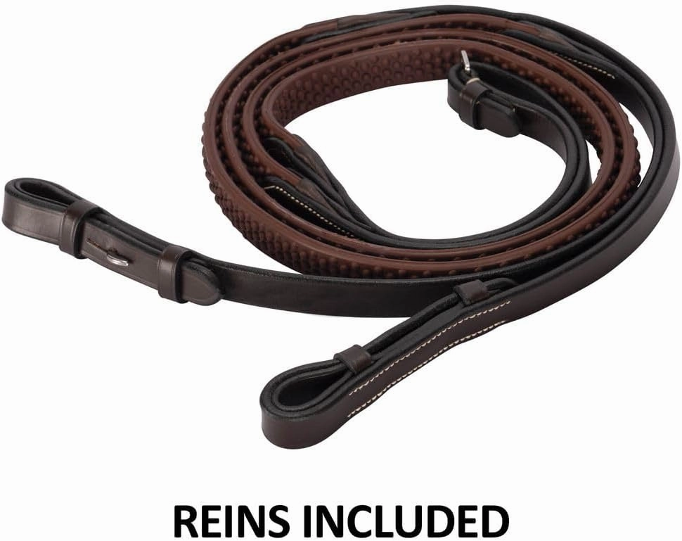 Schneiders Figure 8 English Jump Bridle for Horses Buffalo Leather | Fancy Stitching | Comfort Crown | Non-Slip Reins Included | Adjustable Fit