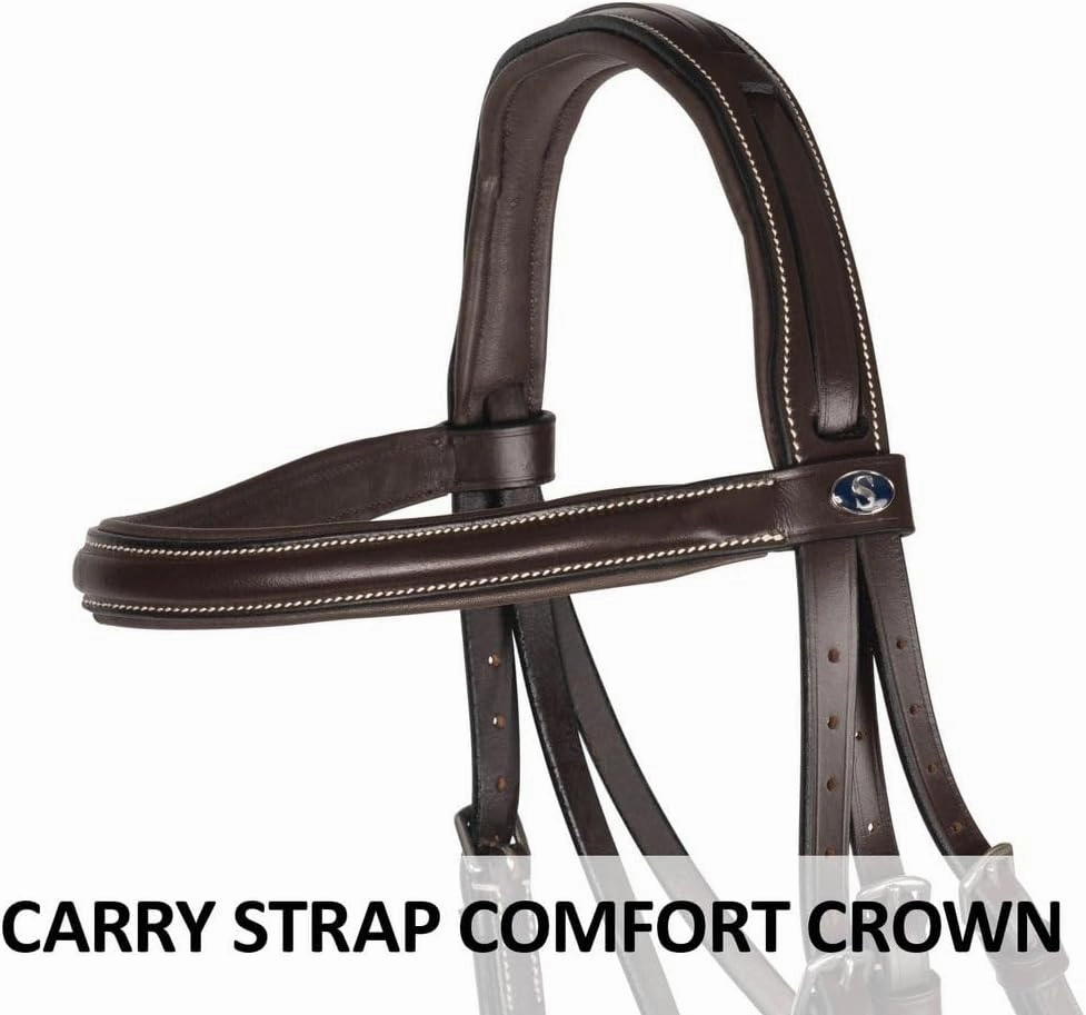Schneiders Figure 8 English Jump Bridle for Horses Buffalo Leather | Fancy Stitching | Comfort Crown | Non-Slip Reins Included | Adjustable Fit