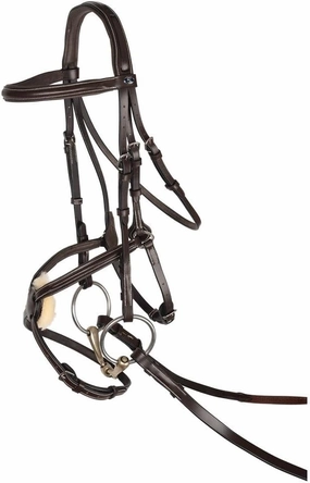 Schneiders Figure 8 English Jump Bridle for Horses Buffalo Leather | Fancy Stitching | Comfort Crown | Non-Slip Reins Included | Adjustable Fit