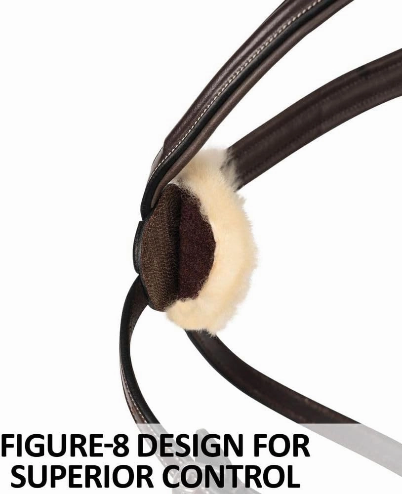 Schneiders Figure 8 English Jump Bridle for Horses Buffalo Leather | Fancy Stitching | Comfort Crown | Non-Slip Reins Included | Adjustable Fit