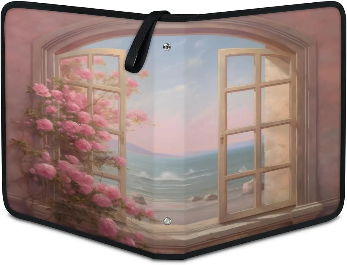 Sea Window 3 Ring Trading Zipper Binder Strap, Trading Card Binder 9 Pocket, 900 Pockets Card Holder with 50 Removable Sleeves for Game Cards