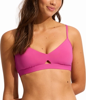 Seafolly Women's Standard Hybrid Bralette Bikini Top Swimsuit with Center Keyhole Detail