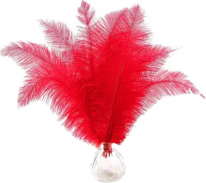 SendyFeather 50pcs Natural Red Ostrich Spads Feather 14-16inch (35-40cm) Bulk Feathers for Crafts Flowers Vase Wedding Party Centerpiece Decoration
