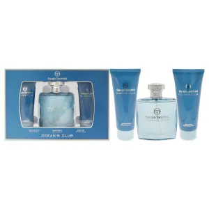 Sergio Tacchini Oceans Club 3.4oz EDT Spray, After Shave Balm, Shower Gel 3 Pc Gift Set