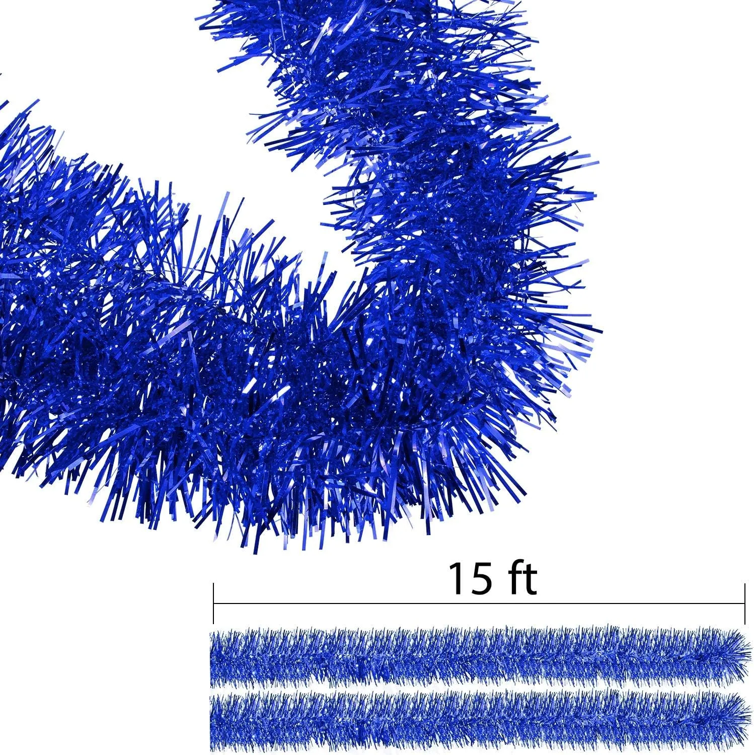 Shappy 88.5 ft 6 Rolls Wedding Tinsel Garland Decor Glitter Metallic Twist Garland Wedding Summer Luau Birthday Party Indoor Outdoor Hanging Home Decor(Blue)