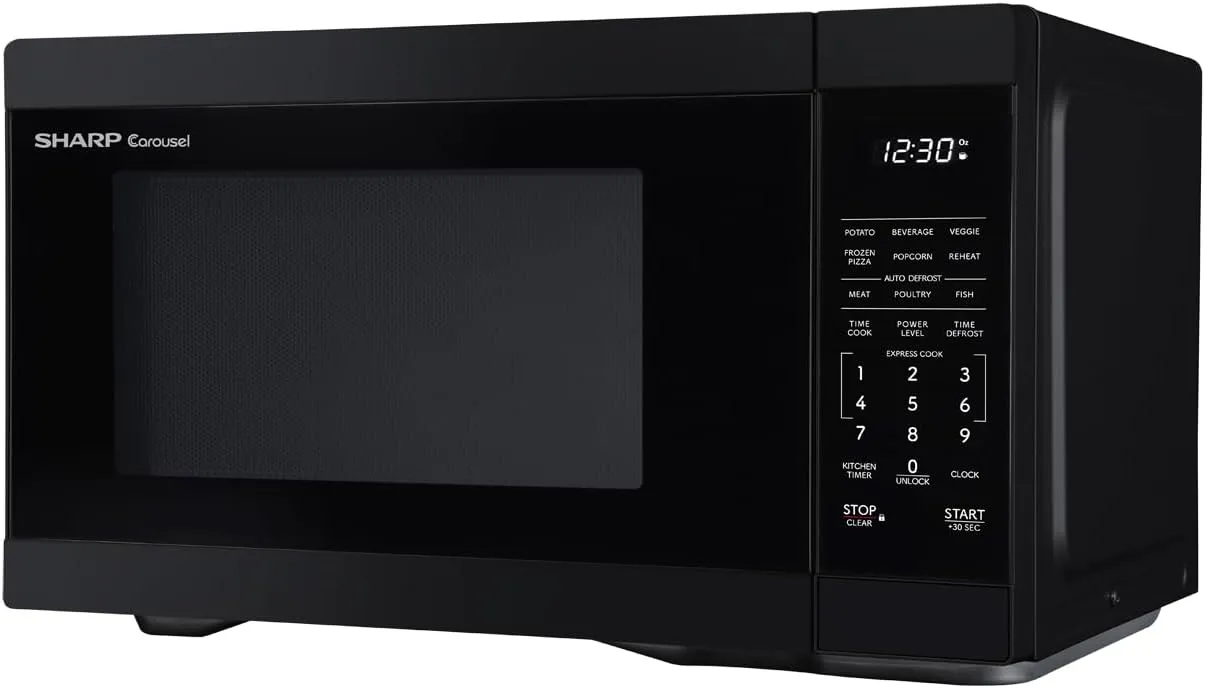 SHARP SMC1161KB Countertop Microwave Oven with Removable 12.4" Carousel Turntable, 1.1 Cubic Feet, 1000 Watt CuFt, Black